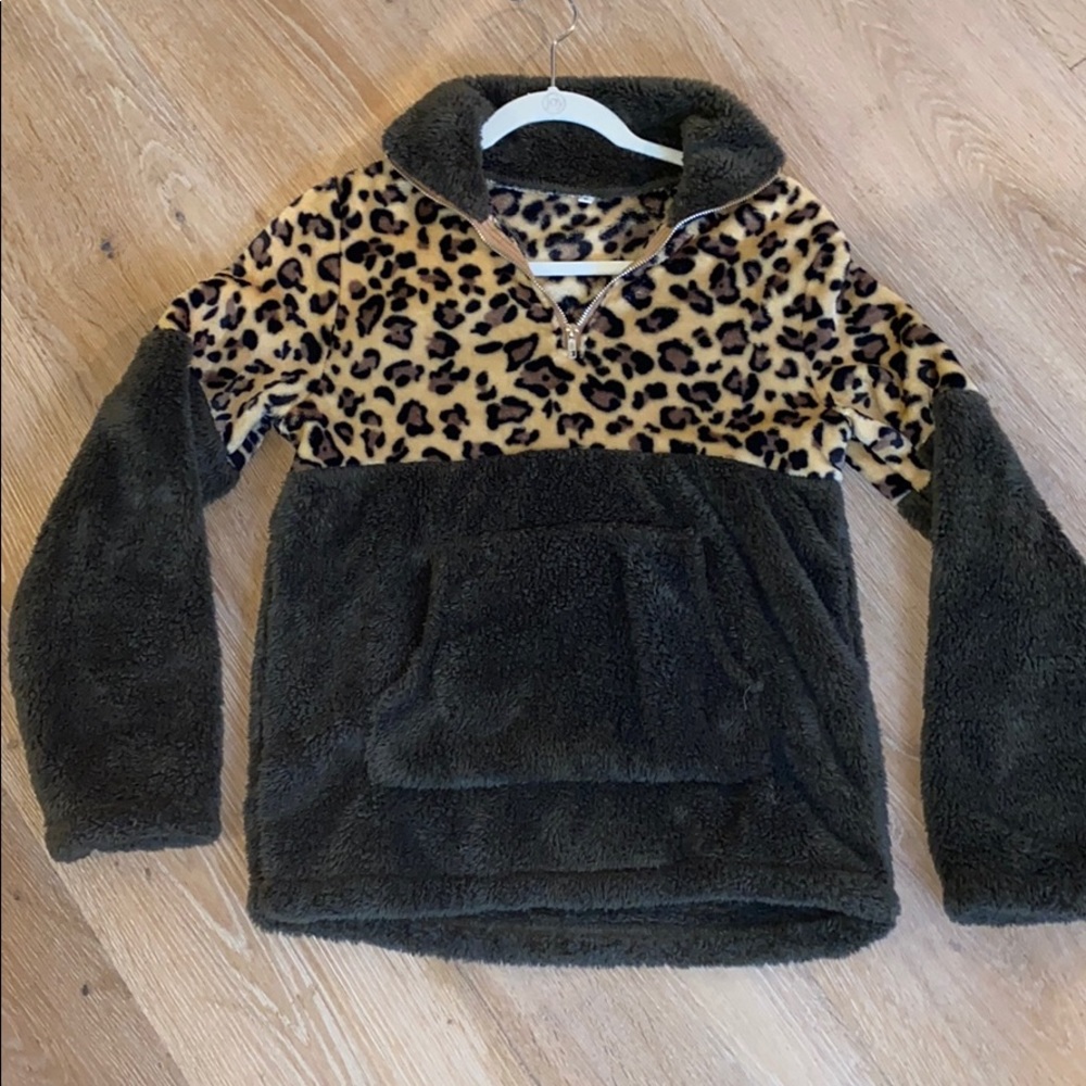 Cheetah+Green Quarter Zip